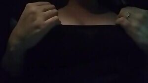 Playing around in the backseat of the car on my way to dinner