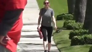 Kirsten Dunst walking and bouncing