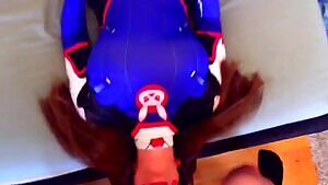 Overwatch Dressed As D.Va Gets Fucked In Her Mouth And Pussy POV