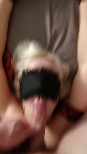 tied up, blindfolded blowjob