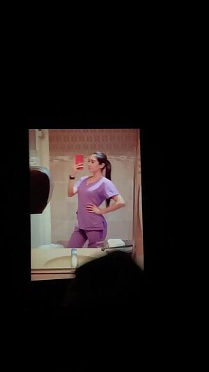 Blasting a load on her bathroom break mirror selfie