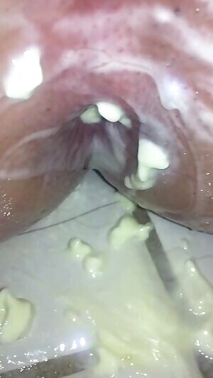 f pt 3: enjoying the feeling of being stretched inside and leaking butter before squeezing it all out