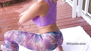 Hot blond yoga anal