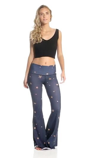 Teeki Blue Great Star Nation Bell Bottom Yoga Pants