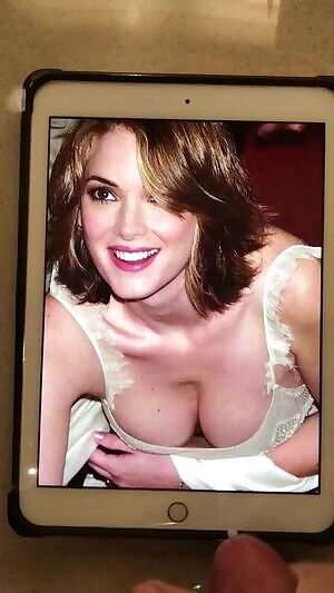 Cumming on Winona Ryder’s big tits and pretty face
