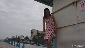 Lulu Chu playing with herself at the beach