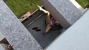Caught My Neighbors Daughter Masturbating On Her Balcony