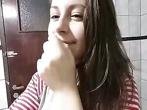 Amateur GF bathroom big titties flashing