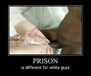 Whites enter prison as men and leave as bitches. This 'neonazi' now cumes like a girl on his cell mate's black cock.
