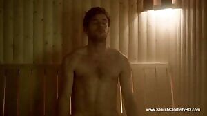 Sienna Guillory nonchalantly entering the sauna in Fortitude