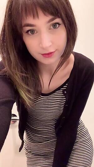 Pulling my dress up & thong down.