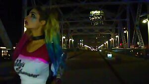 Carrington Durham as Harley Quinn ready to fuck and suck any cock she sees