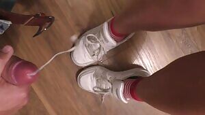 before we left for dinner she wanted me to cum on her sneakers and wear it on our way to the restaurant