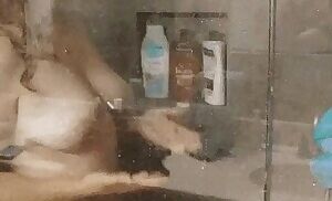 Washing her smooth skin