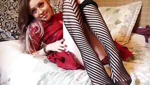 Red toes and pantyhose