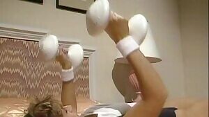 Vicki from Auf Wiedersehen, Pet in her exercise gear.