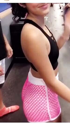 College latina in booty shorts