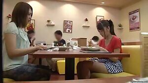 Wearing a facial while having dinner with a friend