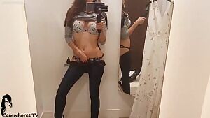sexy brunette in a fitting room - amateur