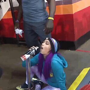 Sasha takes a creamy shot in her mouth