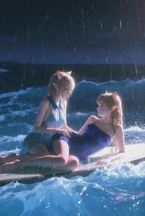 Girls Kissing Ai Generated Catgirl Cute