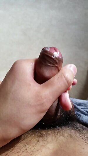 Glistening precum foreskin