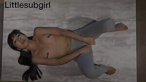 Asian Babe Rip Off Her Yoga Pants and Fucking Her Pussy