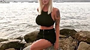 I got my busty home town neighbor to ride it