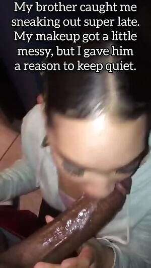 opening her mouth so he'll keep his closed