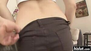 Cutie struggles taking cock up the ass!