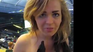 Blonde Flashing at a Stadium