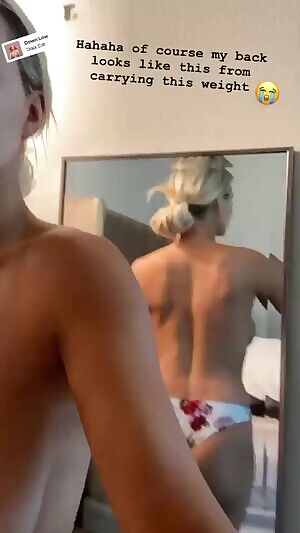 Lindsey Pelas has a muscular back from carrying around her enormous titties