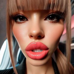 Makeup Fetish Ahegao Bangs Blonde Lips