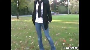 Wetting her jeans at the park