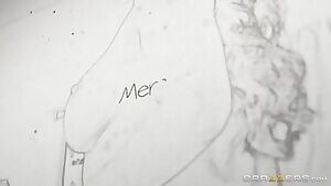 MILF Mercedes Carrera gets cumshots in her opened mouth