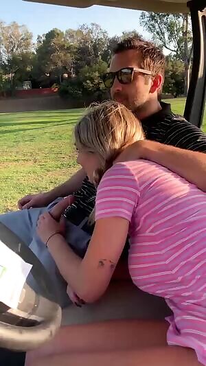 Gabbie sucking cock on the golf cart