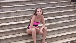 Photoshoot in pink leotard