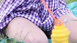 Blowing bubbles in the park, then having some fun