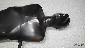 30F Trapped in a Latex Sleep-Sack GIF