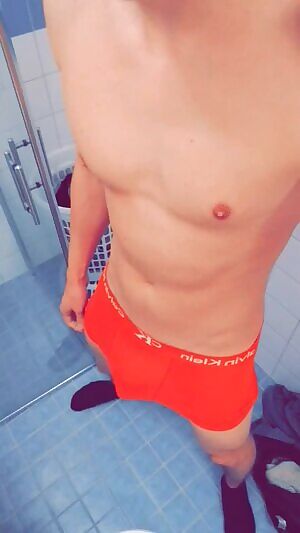 Getting ready for the shower. You can play with my big dick in there 💦🍆