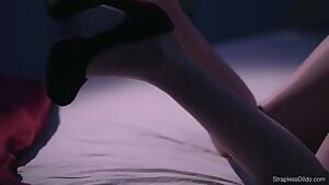 blonde worshipping her lover's legs