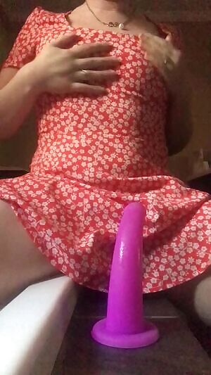 In which I ride something large and purple in my avorite red sundress