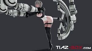 2B getting fucked by a machine
