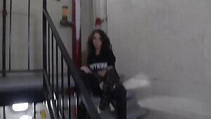 Sneaking out of quarantine to give me head in the staircase