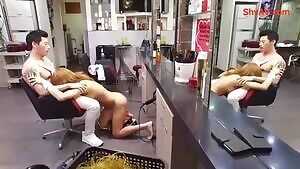 Korean Milf Having Sex In Hair Salon