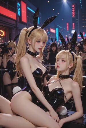 Girls Kissing Ai Generated Blonde Bunny