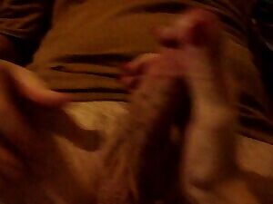 She thumbs out his cum