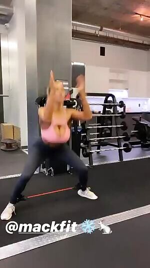 Shes gonna either fall out of that top or knock herself out lol