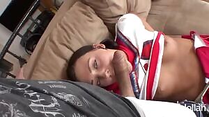 Horny cheerleader sucking coach's dick