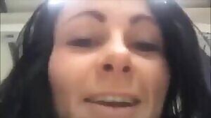 Brunette milf almost caught toying in supermarket